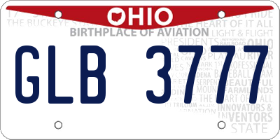 OH license plate GLB3777