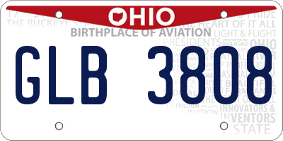 OH license plate GLB3808
