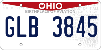 OH license plate GLB3845