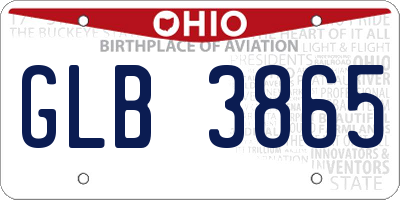 OH license plate GLB3865