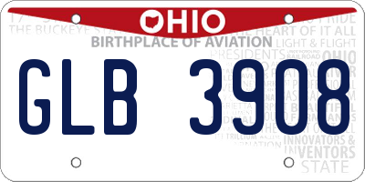 OH license plate GLB3908