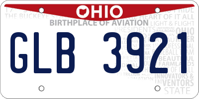 OH license plate GLB3921