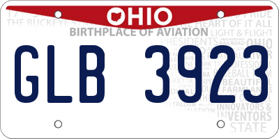 OH license plate GLB3923