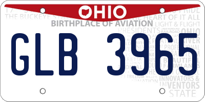 OH license plate GLB3965