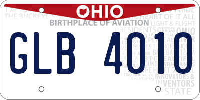 OH license plate GLB4010