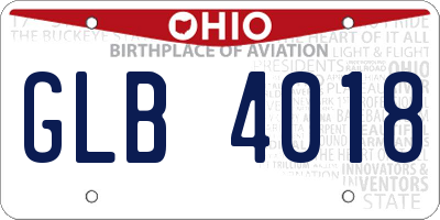 OH license plate GLB4018