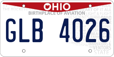 OH license plate GLB4026