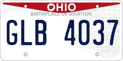 OH license plate GLB4037