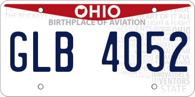 OH license plate GLB4052