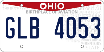 OH license plate GLB4053