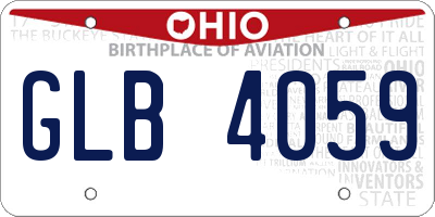 OH license plate GLB4059