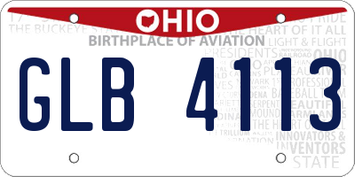 OH license plate GLB4113