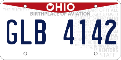 OH license plate GLB4142