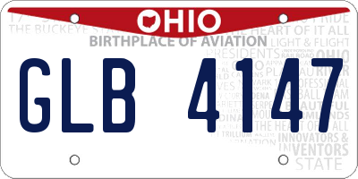 OH license plate GLB4147