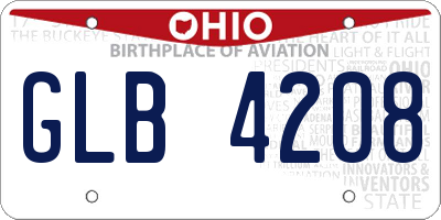 OH license plate GLB4208