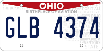 OH license plate GLB4374