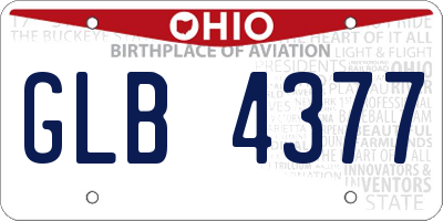 OH license plate GLB4377