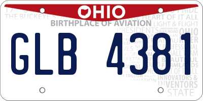 OH license plate GLB4381