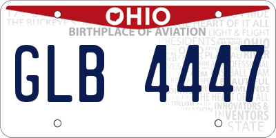 OH license plate GLB4447