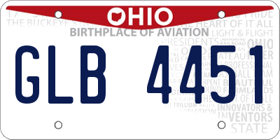 OH license plate GLB4451