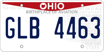 OH license plate GLB4463