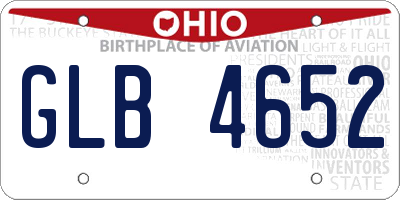 OH license plate GLB4652