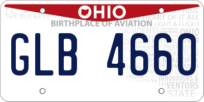 OH license plate GLB4660