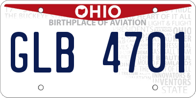 OH license plate GLB4701