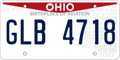 OH license plate GLB4718