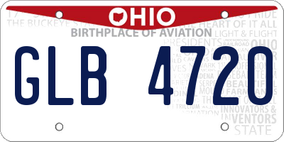 OH license plate GLB4720