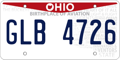 OH license plate GLB4726