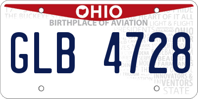 OH license plate GLB4728
