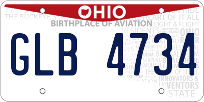 OH license plate GLB4734