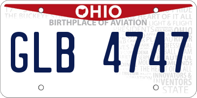 OH license plate GLB4747
