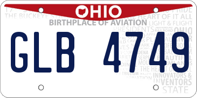 OH license plate GLB4749