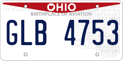 OH license plate GLB4753