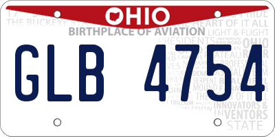 OH license plate GLB4754