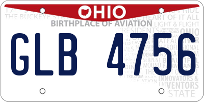 OH license plate GLB4756