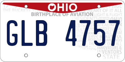 OH license plate GLB4757