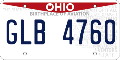 OH license plate GLB4760