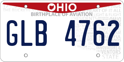 OH license plate GLB4762