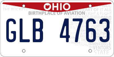OH license plate GLB4763