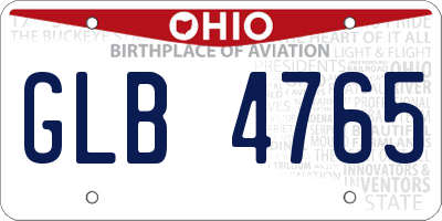 OH license plate GLB4765