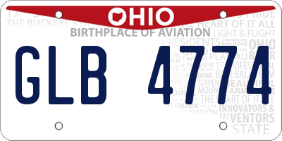 OH license plate GLB4774