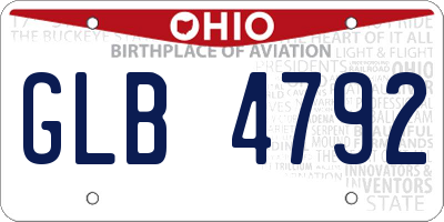 OH license plate GLB4792