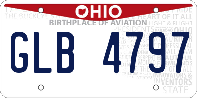 OH license plate GLB4797
