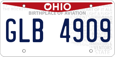 OH license plate GLB4909