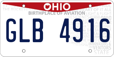 OH license plate GLB4916