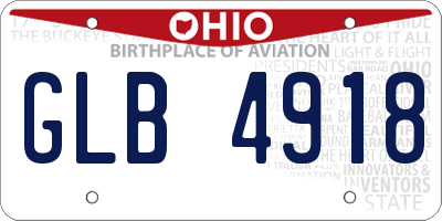 OH license plate GLB4918