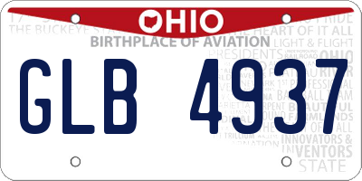 OH license plate GLB4937
